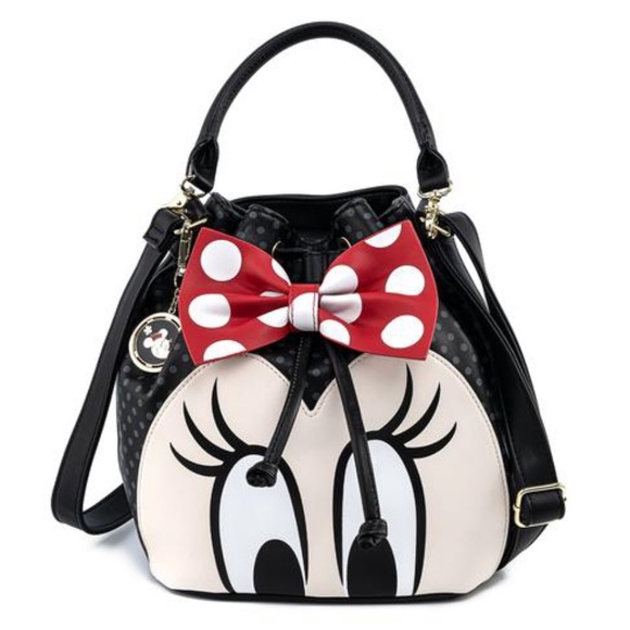 DISNEY MINNIE MOUSE BOW CROSSBODY BUCKET BAG - Picture 1 of 3
